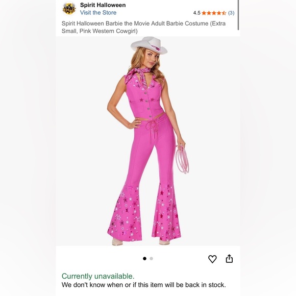 Spirt Halloween Western Cowgirl Barbie Costume Size Large - Picture 4 of 4